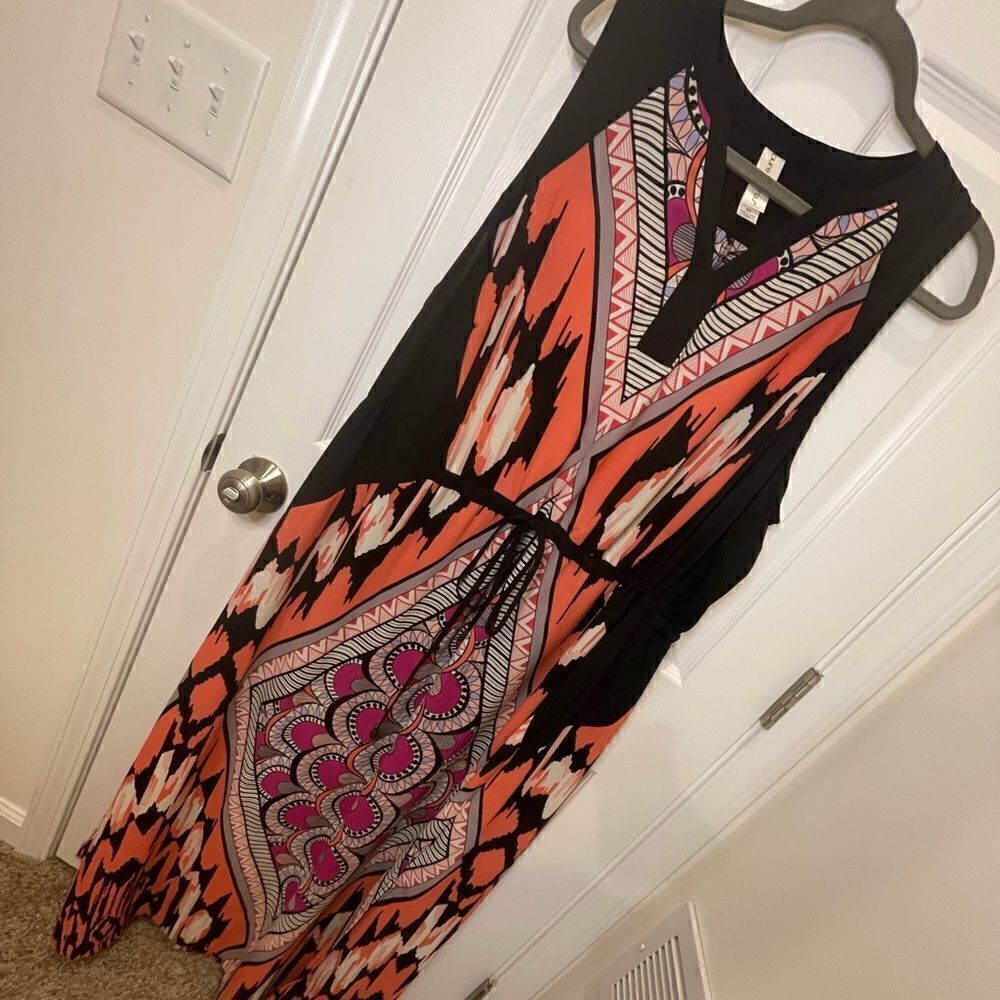 Pure Energy maxi 2X dress colorful adjustable tie waist